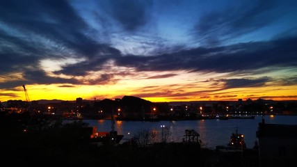 Poster - Sunset time laps in Golden horn Bay. Vladivostok, Russia