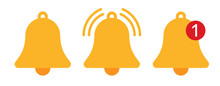 Orange Notification Bell Icons Vector Illustration