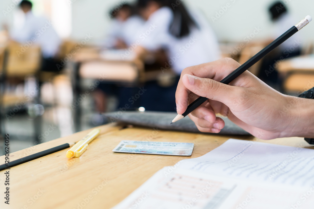 Evaluation or measurement concept. Student testing in exercise taking ...