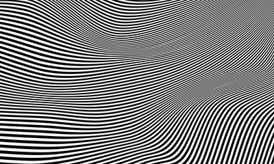 Poster - Abstract striped vector textute. Wavy monovhrome background.