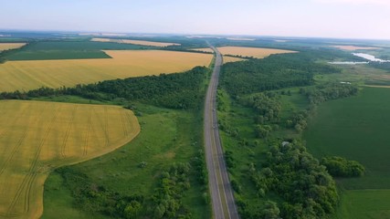 Wall Mural - aerial view of green fields