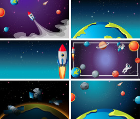 Wall Mural - Set of outer space scenes