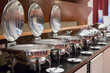 Chafing dishes on the table at the  luxury banquet