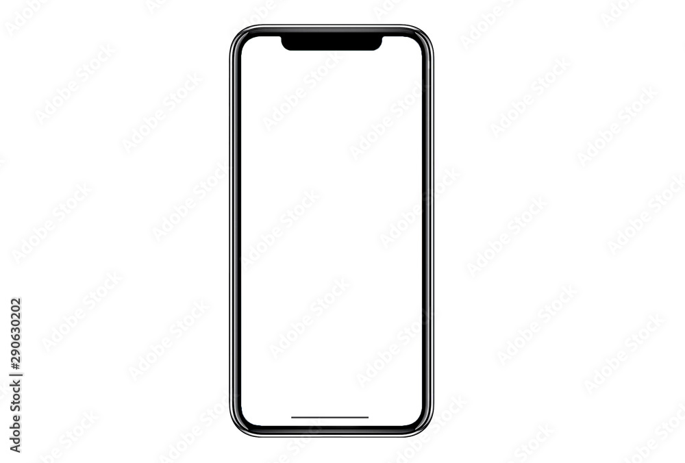 Studio shot of Smartphone iphoneX with blank white screen for Infographic Global Business Marketing investment Plan, mockup model similar to iPhone 11 Pro Max. - obrazy, fototapety, plakaty 