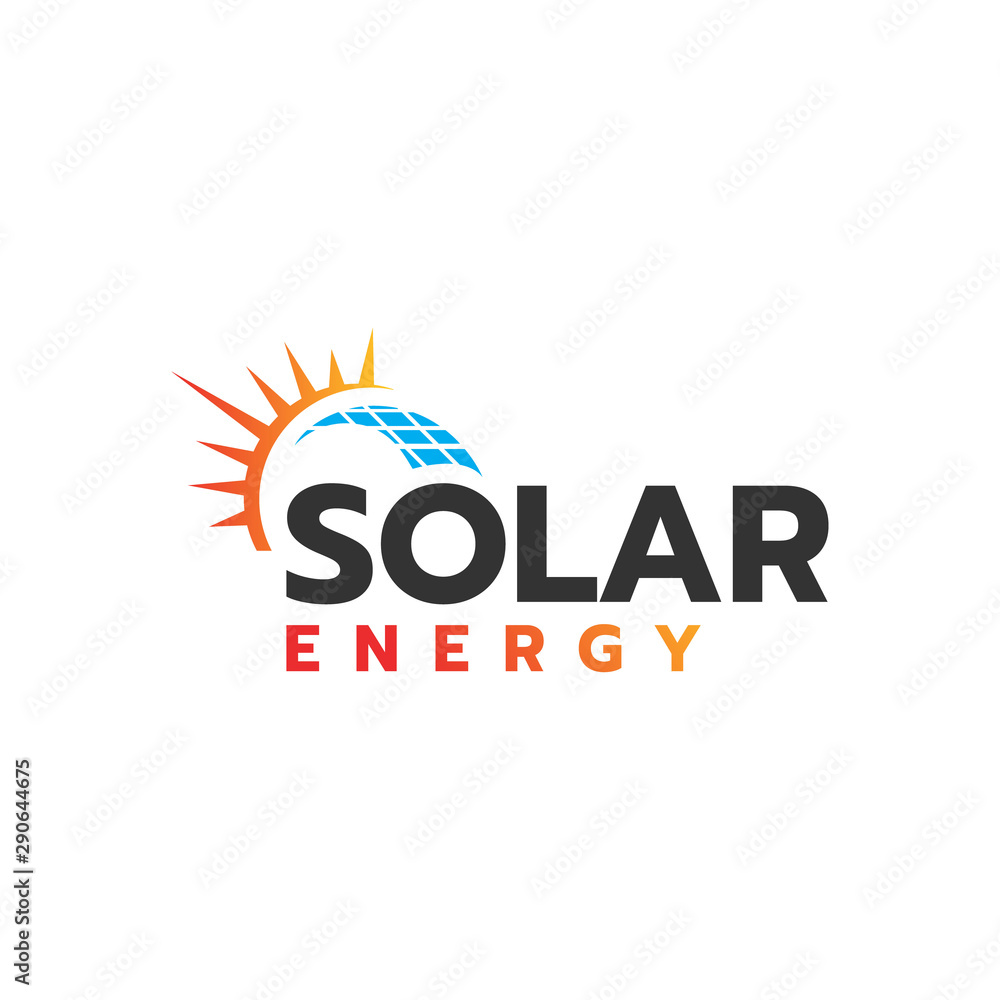 Sun Energy Solar panels logo vector design for green energy and nature ...