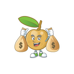 Poster - With money bag sweet longan cartoon character cute design.