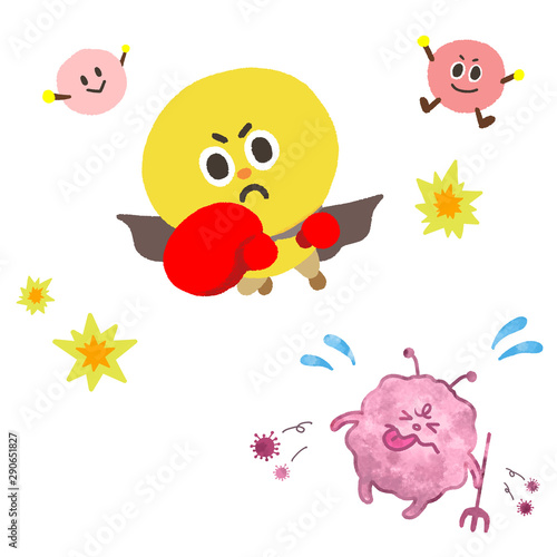 赤いバイキンを撃退する キャラクターイラストセット Stock Illustration Adobe Stock