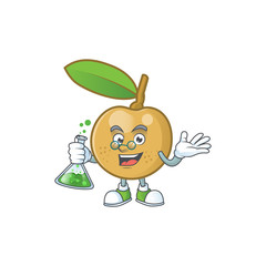 Sticker - Professor cute longan fruit cartoon with character mascot.