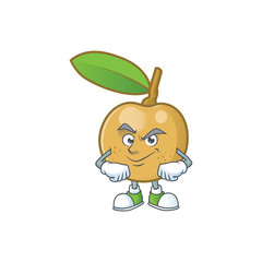 Sticker - Smirking cute longan fruit cartoon with character mascot.