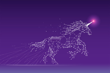 The particles, geometric art, line and dot of unicorn.