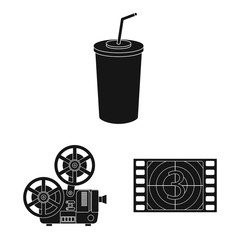 Vector design of session and viewing symbol. Set of session and theater stock vector illustration.