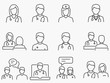 © lovemask - Doctor and Nurse line icons set. Black vector illustration. Editable stroke.