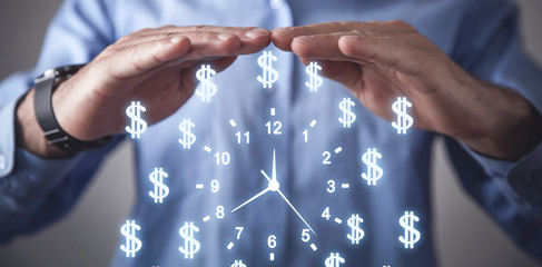 Wall Mural - Clock with a dollar symbols. Time is money