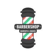 Vintage BarberShop Pole With Barber Sign. Hairdressing Saloon Logo. Vector Illustration.