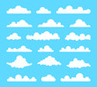 Collection of stylized cloud silhouettes. Set of cloud icons. Vector illustration.