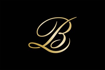 Canvas Print - BL Initial Letters logo. Beautiful Logotype design for luxury company branding. Elegant identity design in gold.