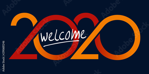 Photographie Carte de vœux au graphisme original pour souhaiter la bienvenue à l’année 2020