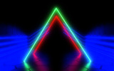 Fototapeta Perspektywa 3d - 3D abstract background with neon lights . 3d illustration