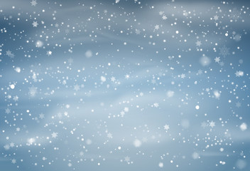 Wall Mural - Falling Snow Overlay Background. Snowfall Winter Christmas Background. Vector Illustration.