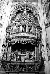 Wall Mural - Altarpiece of Burgos Cathedral, Spain. Black and white retro style.