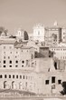Rome cityscape with Trajan's Forum. Sepia tone vintage style.