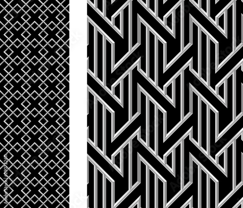 Seamless metallic background with squares and diagonal lines.