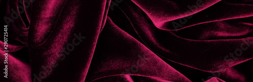 Photographie Long banner velvet texture dark red pink color background, expensive luxury fabric, wallpaper