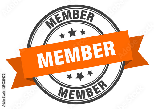 Fotografía member label. member orange band sign. member