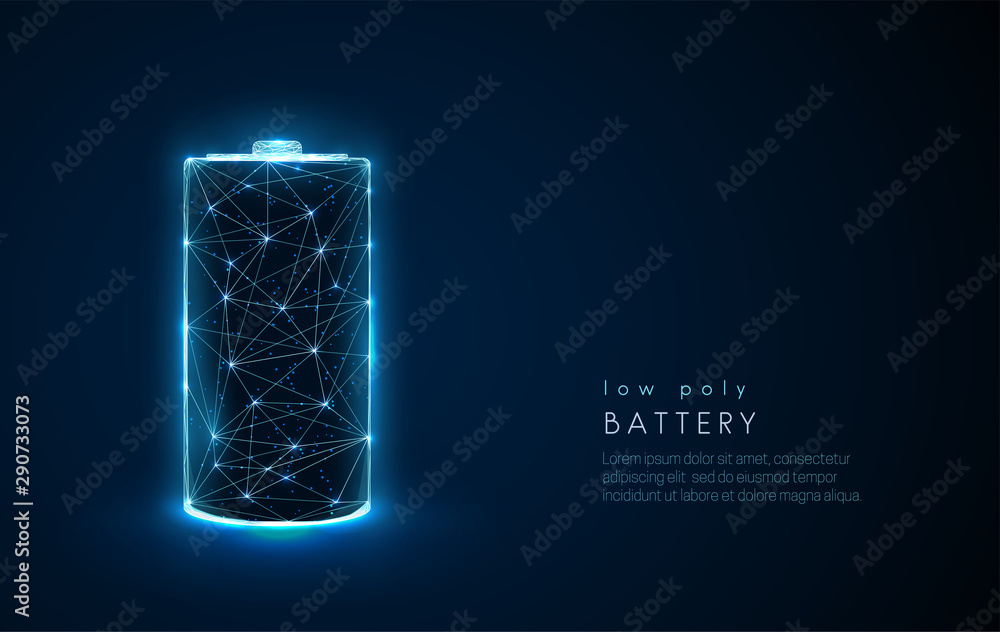 Abstract battery icon. Low poly style design. - obrazy, fototapety, plakaty 