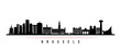Brussels skyline horizontal banner. Black and white silhouette of Brussels, Belgium. Vector template for your design.