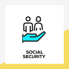 Wall Mural - SOCIAL SECURITY LINE ICON SET