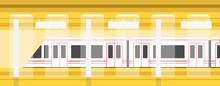Subway, Underground Platform With Modern Train. Underground Metro Train. Vector Illustration.