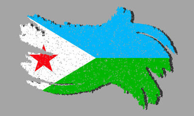 Wall Mural - Djibouti grunge flag, Djibouti flag shadow on isolated background, vector illustration