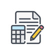 Calculation color line icon. Examination vector outline colorful sign.