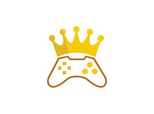 King Gamer Crown And Console Symbol Gaming Vector Play Games Logo Design Illustration On White Background