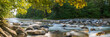 canvas print picture - Natur Panorama am Fluss im Wald