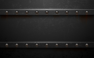 Wall Mural - Dark metal background with rivets