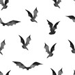 © Noli Molly - black little bats drawing watercolor seamless pattern