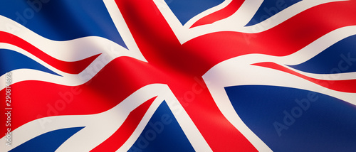 Fotomural Waving flag of United Kingdom - Flag of Great Britain - 3D illustration