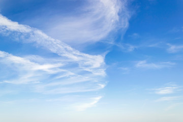 Wall Mural - scenic skyscape with fluffy cirrus and stratus clouds in the stratosphere. light spindrift clouds hi