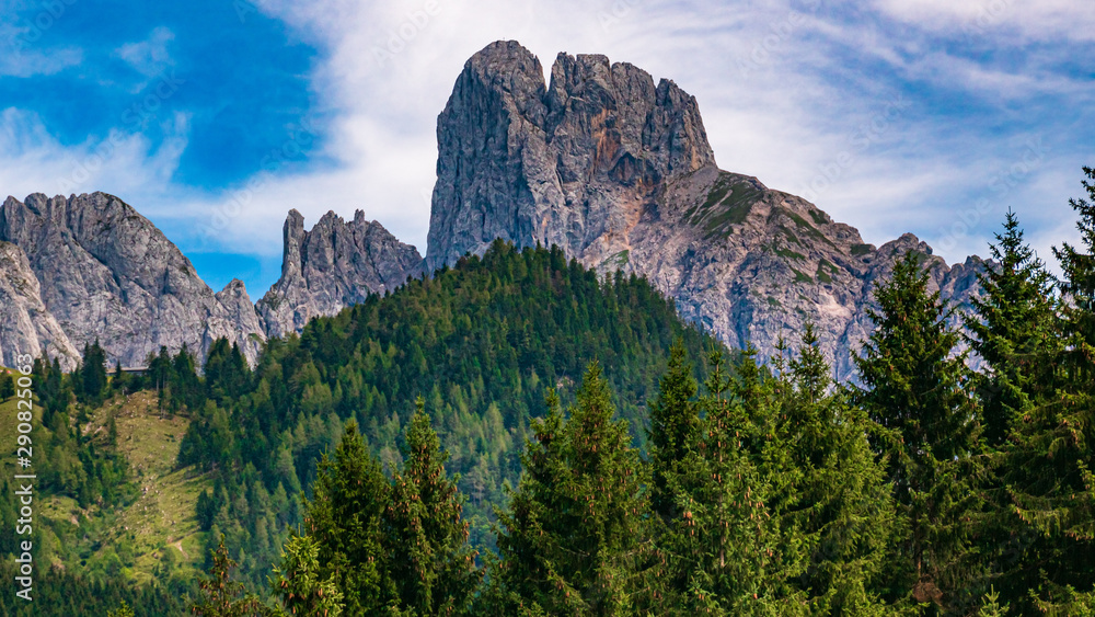 Beautiful alpine view with the famous Bischosmütze summit at Annaberg ...