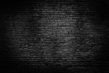 Black brick walls that are not plastered background and texture. The texture of the brick is black. Background of empty brick basement wall.