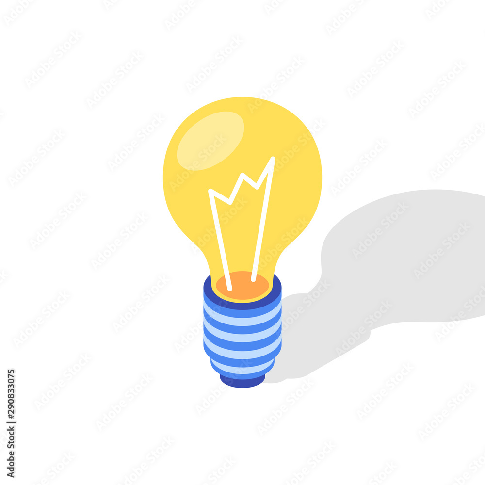 Light bulb isometric icon. Idea concept. Vector illustration. Stock ...
