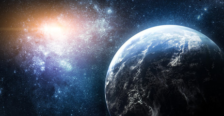 Aufkleber - Planet Earth in outer space. Stars and galaxies on background. Nebula. Elements of this image furnished by NASA	