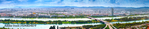 Stunning aerial panoramic cityscape view austrian capital city of Vienna Wallpaper Mural