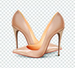 A pair of beautiful female pumps on a transparent background, sexy shoes, classic. High-heeled shoes, nude color patent leather shoes. 3D effect. Vector illustration. EPS10