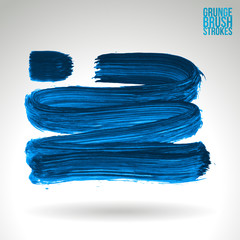 Blue brush stroke and texture. Grunge vector abstract hand - painted element. Underline and border design.