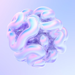 Wall Mural - differential growth abstract holographic liquid shape. fluid design element for banners posters and 