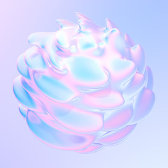 Wall Mural - ferrofluid liquid abstract 3d shape in holographic colors. flowing twisted gradient fluid shape back