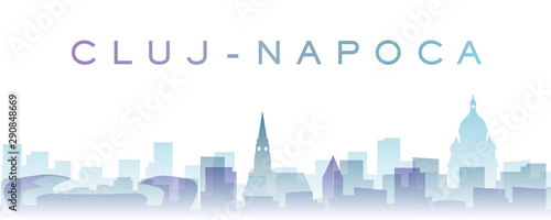 Cluj-Napoca Transparent Layers Gradient Landmarks Skyline